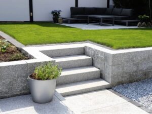 Stopnie granitowe w ogrodzie